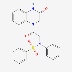 molecular formula C22H19N3O4S B4691881 N-[2-oxo-2-(3-oxo-3,4-dihydroquinoxalin-1(2H)-yl)ethyl]-N-phenylbenzenesulfonamide 