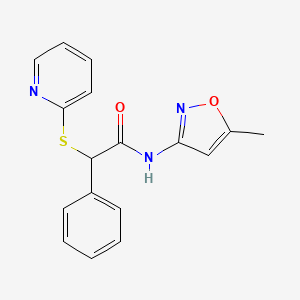 molecular formula C17H15N3O2S B4691930 N-(5-methyl-1,2-oxazol-3-yl)-2-phenyl-2-(pyridin-2-ylsulfanyl)acetamide 