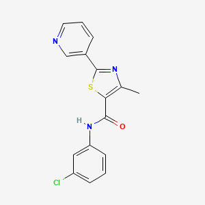 molecular formula C16H12ClN3OS B4692308 N-(3-chlorophenyl)-4-methyl-2-(pyridin-3-yl)-1,3-thiazole-5-carboxamide 