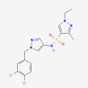 molecular formula C16H17Cl2N5O2S B4692485 N~4~-[1-(3,4-DICHLOROBENZYL)-1H-PYRAZOL-4-YL]-1-ETHYL-3-METHYL-1H-PYRAZOLE-4-SULFONAMIDE 