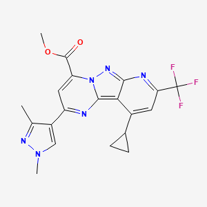 molecular formula C20H17F3N6O2 B4692701 methyl 13-cyclopropyl-4-(1,3-dimethylpyrazol-4-yl)-11-(trifluoromethyl)-3,7,8,10-tetrazatricyclo[7.4.0.02,7]trideca-1,3,5,8,10,12-hexaene-6-carboxylate 