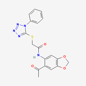 molecular formula C18H15N5O4S B4692746 N~1~-(6-ACETYL-1,3-BENZODIOXOL-5-YL)-2-[(1-PHENYL-1H-1,2,3,4-TETRAAZOL-5-YL)SULFANYL]ACETAMIDE 