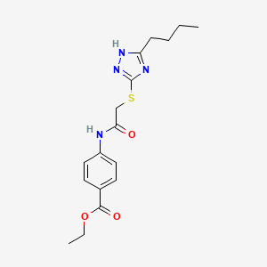 molecular formula C17H22N4O3S B4692960 ETHYL 4-{2-[(5-BUTYL-4H-1,2,4-TRIAZOL-3-YL)SULFANYL]ACETAMIDO}BENZOATE 