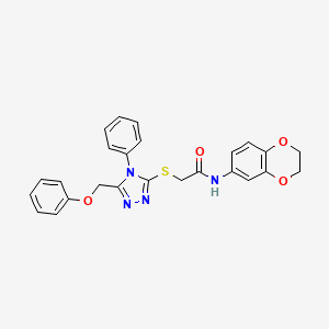molecular formula C25H22N4O4S B4692994 N-(2,3-dihydro-1,4-benzodioxin-6-yl)-2-[[5-(phenoxymethyl)-4-phenyl-1,2,4-triazol-3-yl]sulfanyl]acetamide 