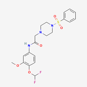 molecular formula C20H23F2N3O5S B4693107 N~1~-[4-(DIFLUOROMETHOXY)-3-METHOXYPHENYL]-2-[4-(PHENYLSULFONYL)PIPERAZINO]ACETAMIDE 