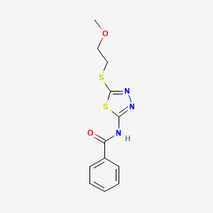 molecular formula C12H13N3O2S2 B4693137 N-{5-[(2-methoxyethyl)sulfanyl]-1,3,4-thiadiazol-2-yl}benzamide 