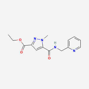 molecular formula C14H16N4O3 B4693206 ETHYL 1-METHYL-5-{[(PYRIDIN-2-YL)METHYL]CARBAMOYL}-1H-PYRAZOLE-3-CARBOXYLATE 
