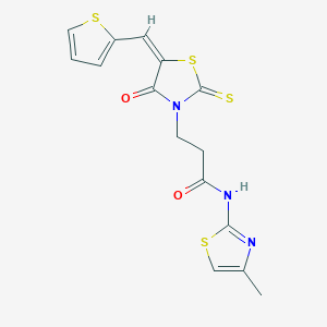molecular formula C15H13N3O2S4 B4693304 N-(4-methyl-1,3-thiazol-2-yl)-3-[(5E)-4-oxo-2-sulfanylidene-5-(thiophen-2-ylmethylidene)-1,3-thiazolidin-3-yl]propanamide 