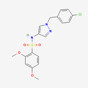 molecular formula C18H18ClN3O4S B4693867 N-{1-[(4-CHLOROPHENYL)METHYL]-1H-PYRAZOL-4-YL}-2,4-DIMETHOXYBENZENE-1-SULFONAMIDE 