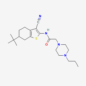 molecular formula C22H34N4OS B4694051 N-[3-CYANO-6-(2-METHYL-2-PROPANYL)-4,5,6,7-TETRAHYDRO-1-BENZOTHIOPHEN-2-YL]-2-(4-PROPYL-1-PIPERAZINYL)ACETAMIDE 