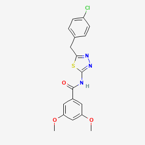 molecular formula C18H16ClN3O3S B4694065 N-{5-[(4-Chlorophenyl)methyl]-1,3,4-thiadiazol-2-YL}-3,5-dimethoxybenzamide 