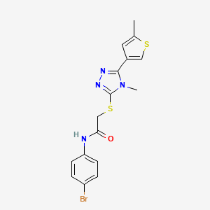 molecular formula C16H15BrN4OS2 B4694133 N-(4-BROMOPHENYL)-2-{[4-METHYL-5-(5-METHYL-3-THIENYL)-4H-1,2,4-TRIAZOL-3-YL]SULFANYL}ACETAMIDE 