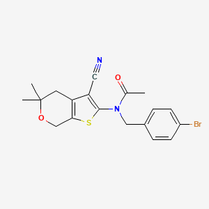 molecular formula C19H19BrN2O2S B4694292 N-[(4-Bromophenyl)methyl]-N-{3-cyano-5,5-dimethyl-4H,5H,7H-thieno[2,3-C]pyran-2-YL}acetamide 
