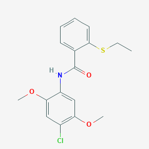 molecular formula C17H18ClNO3S B4694372 N-(4-chloro-2,5-dimethoxyphenyl)-2-(ethylsulfanyl)benzamide 