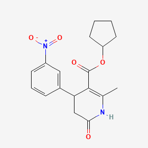 molecular formula C18H20N2O5 B4694550 Cyclopentyl 2-methyl-4-(3-nitrophenyl)-6-oxo-1,4,5,6-tetrahydropyridine-3-carboxylate 