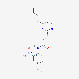 molecular formula C16H18N4O5S B4694829 N~1~-(4-METHOXY-2-NITROPHENYL)-2-[(4-PROPOXY-2-PYRIMIDINYL)SULFANYL]ACETAMIDE 