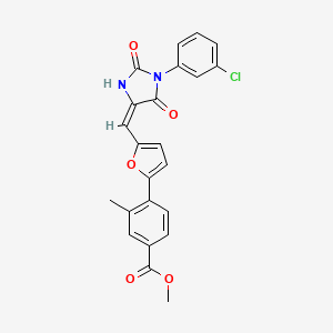 molecular formula C23H17ClN2O5 B4694927 methyl 4-(5-{(E)-[1-(3-chlorophenyl)-2,5-dioxoimidazolidin-4-ylidene]methyl}furan-2-yl)-3-methylbenzoate 
