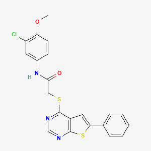 molecular formula C21H16ClN3O2S2 B4694933 N-(3-chloro-4-methoxyphenyl)-2-(6-phenylthieno[2,3-d]pyrimidin-4-yl)sulfanylacetamide 