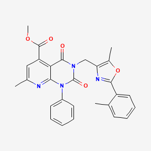 molecular formula C28H24N4O5 B4695280 METHYL 7-METHYL-3-{[5-METHYL-2-(2-METHYLPHENYL)-1,3-OXAZOL-4-YL]METHYL}-2,4-DIOXO-1-PHENYL-1H,2H,3H,4H-PYRIDO[2,3-D]PYRIMIDINE-5-CARBOXYLATE 