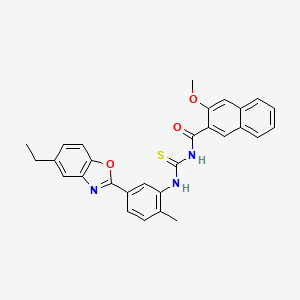 molecular formula C29H25N3O3S B4695310 N-{[5-(5-ethyl-1,3-benzoxazol-2-yl)-2-methylphenyl]carbamothioyl}-3-methoxynaphthalene-2-carboxamide 