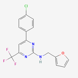 molecular formula C16H11ClF3N3O B4695389 N-[4-(4-CHLOROPHENYL)-6-(TRIFLUOROMETHYL)-2-PYRIMIDINYL]-N-(2-FURYLMETHYL)AMINE 