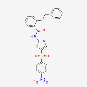molecular formula C24H19N3O5S2 B4695402 N-(5-((4-Nitrophenyl)sulfonyl)-1,3-thiazol-2-YL)-2-(2-phenylethyl)benzamide 