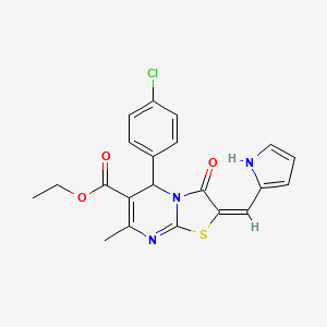 molecular formula C21H18ClN3O3S B4695422 ethyl (2E)-5-(4-chlorophenyl)-7-methyl-3-oxo-2-(1H-pyrrol-2-ylmethylidene)-2,3-dihydro-5H-[1,3]thiazolo[3,2-a]pyrimidine-6-carboxylate 