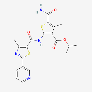 molecular formula C20H20N4O4S2 B4695510 ISOPROPYL 5-(AMINOCARBONYL)-4-METHYL-2-({[4-METHYL-2-(3-PYRIDYL)-1,3-THIAZOL-5-YL]CARBONYL}AMINO)-3-THIOPHENECARBOXYLATE 