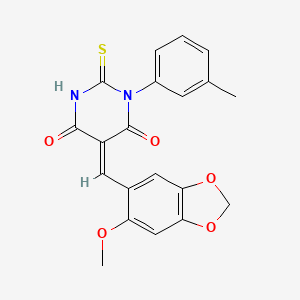 5-[(6-methoxy-1,3-benzodioxol-5-yl)methylene]-1-(3-methylphenyl)-2-thioxodihydro-4,6(1H,5H)-pyrimidinedione