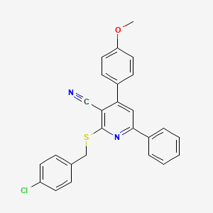 B4695648 2-[(4-chlorobenzyl)thio]-4-(4-methoxyphenyl)-6-phenylnicotinonitrile CAS No. 330551-80-9