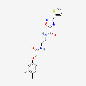 molecular formula C19H20N4O4S B4695677 N~5~-(2-{[2-(3,4-dimethylphenoxy)acetyl]amino}ethyl)-3-(2-thienyl)-1,2,4-oxadiazole-5-carboxamide 