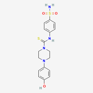 molecular formula C17H20N4O3S2 B4695702 N-[4-(aminosulfonyl)phenyl]-4-(4-hydroxyphenyl)-1-piperazinecarbothioamide 