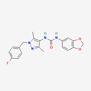molecular formula C20H19FN4O3 B4695779 N-(1,3-BENZODIOXOL-5-YL)-N'-[1-(4-FLUOROBENZYL)-3,5-DIMETHYL-1H-PYRAZOL-4-YL]UREA 