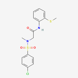 molecular formula C16H17ClN2O3S2 B4695806 N~2~-[(4-chlorophenyl)sulfonyl]-N~2~-methyl-N-[2-(methylsulfanyl)phenyl]glycinamide 