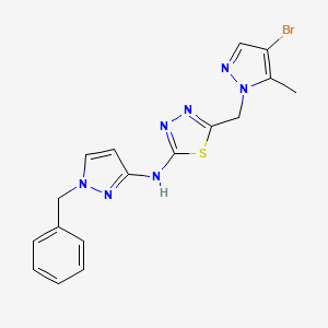 molecular formula C17H16BrN7S B4696143 N-(1-BENZYL-1H-PYRAZOL-3-YL)-N-{5-[(4-BROMO-5-METHYL-1H-PYRAZOL-1-YL)METHYL]-1,3,4-THIADIAZOL-2-YL}AMINE 