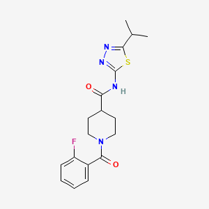 molecular formula C18H21FN4O2S B4696159 1-(2-FLUOROBENZOYL)-N-[5-(PROPAN-2-YL)-1,3,4-THIADIAZOL-2-YL]PIPERIDINE-4-CARBOXAMIDE 