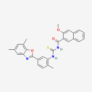 molecular formula C29H25N3O3S B4696170 N-{[5-(5,7-dimethyl-1,3-benzoxazol-2-yl)-2-methylphenyl]carbamothioyl}-3-methoxynaphthalene-2-carboxamide 