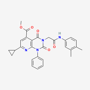 molecular formula C28H26N4O5 B4696359 METHYL 7-CYCLOPROPYL-3-{[(3,4-DIMETHYLPHENYL)CARBAMOYL]METHYL}-2,4-DIOXO-1-PHENYL-1H,2H,3H,4H-PYRIDO[2,3-D]PYRIMIDINE-5-CARBOXYLATE 