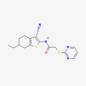 molecular formula C17H18N4OS2 B4696956 N-(3-CYANO-6-ETHYL-4,5,6,7-TETRAHYDRO-1-BENZOTHIOPHEN-2-YL)-2-(2-PYRIMIDINYLSULFANYL)ACETAMIDE 