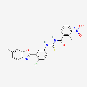 molecular formula C23H17ClN4O4S B4697036 N-{[4-chloro-3-(6-methyl-1,3-benzoxazol-2-yl)phenyl]carbamothioyl}-2-methyl-3-nitrobenzamide 