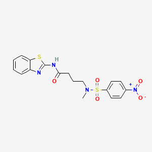 molecular formula C18H18N4O5S2 B4697197 N-(1,3-benzothiazol-2-yl)-4-[methyl-(4-nitrophenyl)sulfonylamino]butanamide 