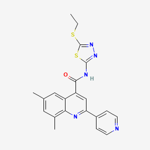 molecular formula C21H19N5OS2 B4697366 N-[5-(ETHYLSULFANYL)-1,3,4-THIADIAZOL-2-YL]-6,8-DIMETHYL-2-(4-PYRIDINYL)-4-QUINOLINECARBOXAMIDE 
