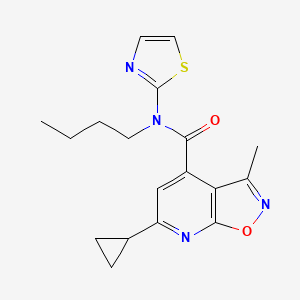 molecular formula C18H20N4O2S B4697426 N-BUTYL-6-CYCLOPROPYL-3-METHYL-N-(1,3-THIAZOL-2-YL)ISOXAZOLO[5,4-B]PYRIDINE-4-CARBOXAMIDE 