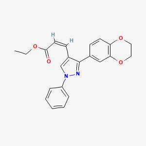 molecular formula C22H20N2O4 B4697622 ethyl (Z)-3-[3-(2,3-dihydro-1,4-benzodioxin-6-yl)-1-phenylpyrazol-4-yl]prop-2-enoate 