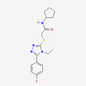 molecular formula C17H21FN4OS B4697696 N-cyclopentyl-2-{[4-ethyl-5-(4-fluorophenyl)-4H-1,2,4-triazol-3-yl]sulfanyl}acetamide 