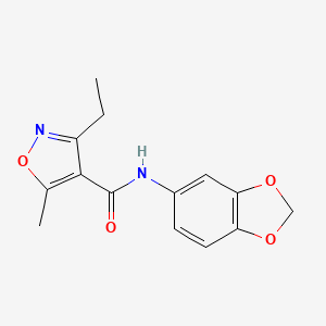 molecular formula C14H14N2O4 B4697835 N-(2H-13-BENZODIOXOL-5-YL)-3-ETHYL-5-METHYL-12-OXAZOLE-4-CARBOXAMIDE 