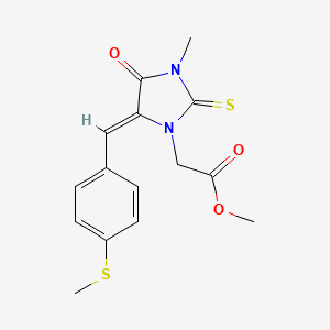 molecular formula C15H16N2O3S2 B4698231 methyl {(5Z)-3-methyl-5-[4-(methylsulfanyl)benzylidene]-4-oxo-2-thioxoimidazolidin-1-yl}acetate 