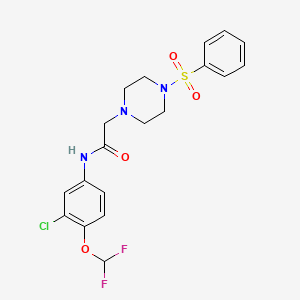 molecular formula C19H20ClF2N3O4S B4698308 N~1~-[3-CHLORO-4-(DIFLUOROMETHOXY)PHENYL]-2-[4-(PHENYLSULFONYL)PIPERAZINO]ACETAMIDE 