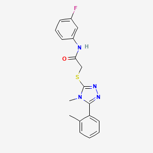 molecular formula C18H17FN4OS B4698474 N-(3-fluorophenyl)-2-{[4-methyl-5-(2-methylphenyl)-4H-1,2,4-triazol-3-yl]sulfanyl}acetamide 