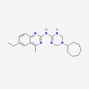 molecular formula C21H30N6 B4698531 N-(5-CYCLOHEPTYL-1,3,5-TRIAZINAN-2-YLIDEN)-N-(6-ETHYL-4-METHYL-2-QUINAZOLINYL)AMINE 